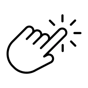 Design of click icon with hand cursor. Hand is pushing the button e1710958397982
