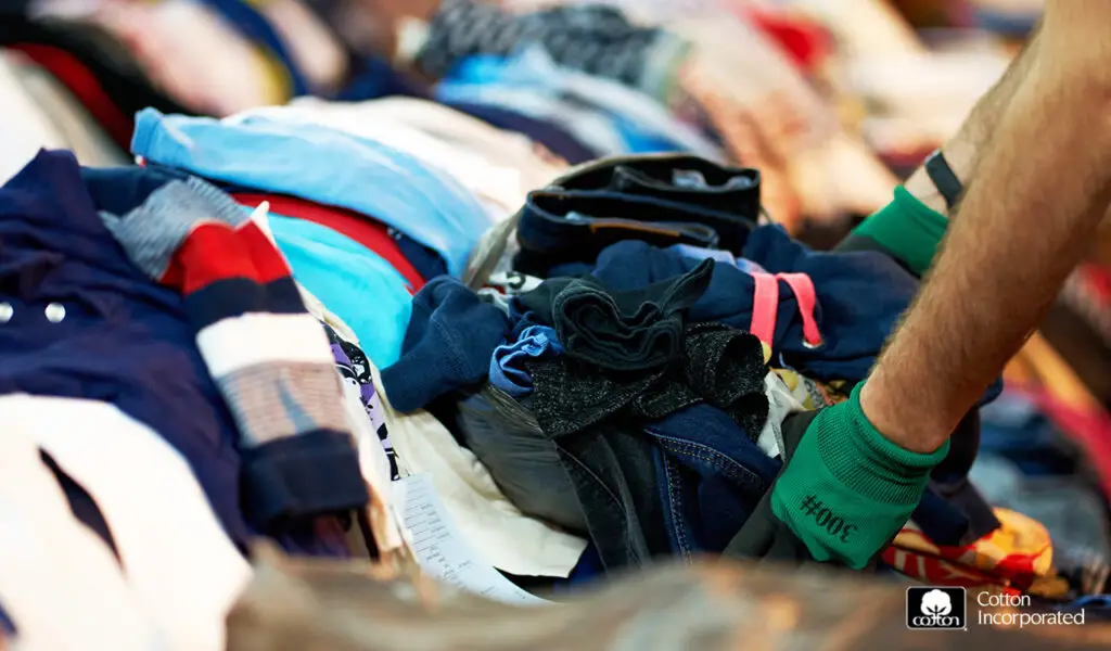 a group of clothes in a store